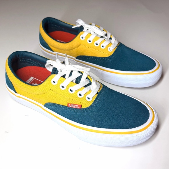 Vans Men's Era Pro Prime Atlantic Green Yellow Canvas Suede shoes Size- 7.5 - Picture 5 of 10